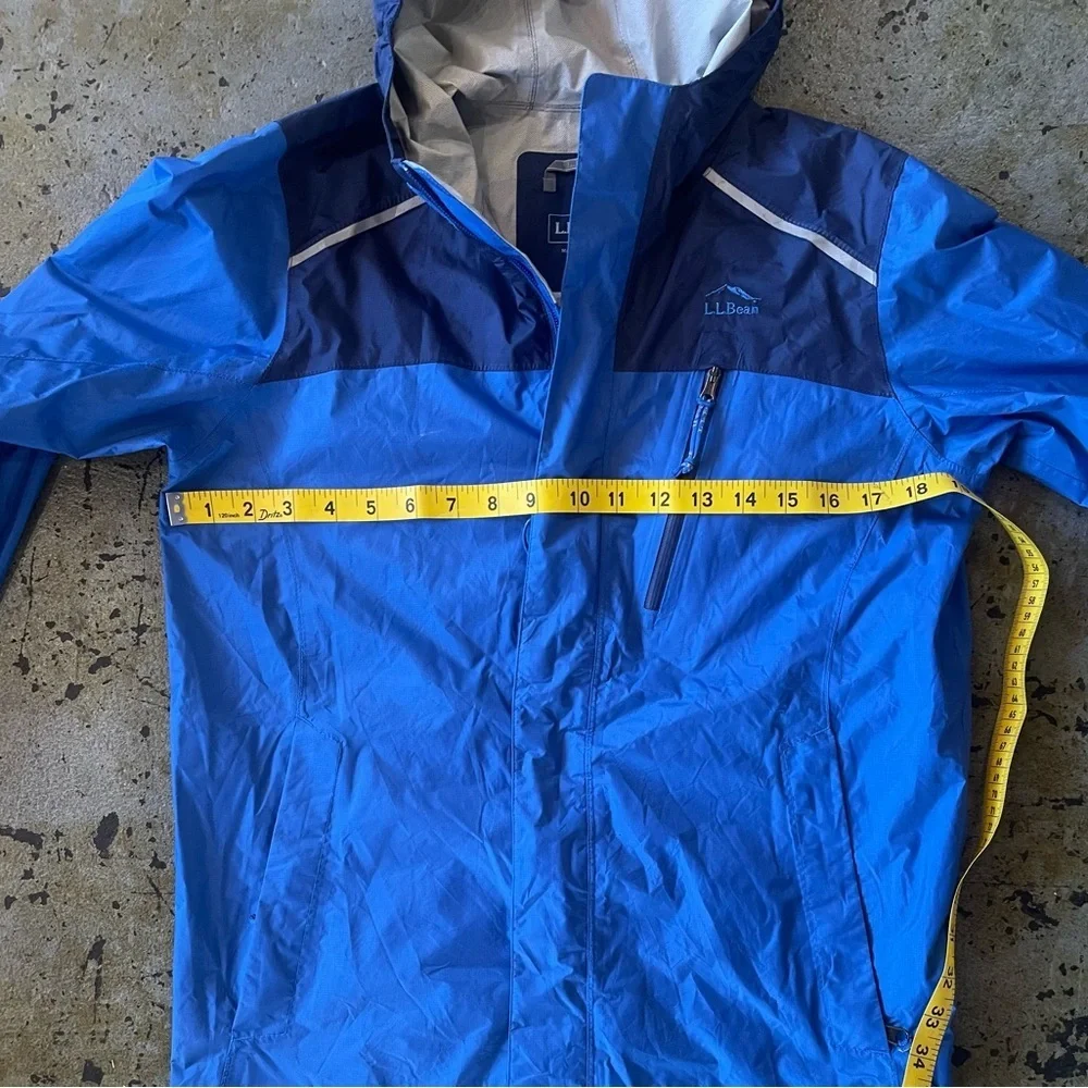 L.L.Bean Kids Trail Model Colorblock Hooded Rain Jacket in Blue/Gray Size Large